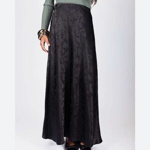 Vintage Elegant Black Velvet Maxi Skirt